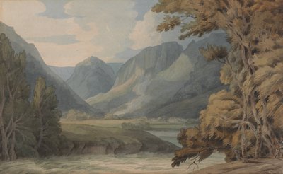 Uitzicht in Borrowdale van Eagle Crag en Rosthwaite door Francis Towne